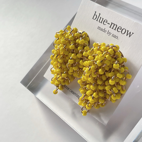 ＊再販＊    B    つぶつぶ　ビーズ　シャワー　ピアス　（S）    ／　イエロー 6枚目の画像