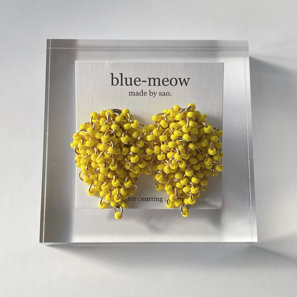 ＊再販＊    B    つぶつぶ　ビーズ　シャワー　ピアス　（S）    ／　イエロー 1枚目の画像