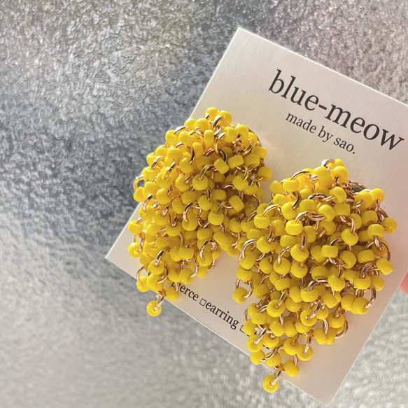 ＊再販＊    B    つぶつぶ　ビーズ　シャワー　ピアス　（S）    ／　イエロー 7枚目の画像