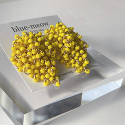 ＊再販＊    B    つぶつぶ　ビーズ　シャワー　ピアス　（S）    ／　イエロー 5枚目の画像