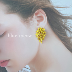 ＊再販＊    B    つぶつぶ　ビーズ　シャワー　ピアス　（S）    ／　イエロー 8枚目の画像