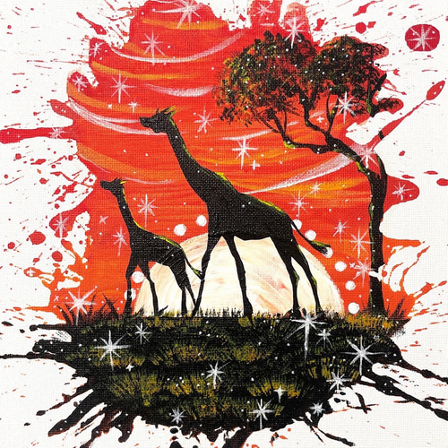 はじけてsavanna｜原画｜インテリアアート｜キャンバス作品｜北欧