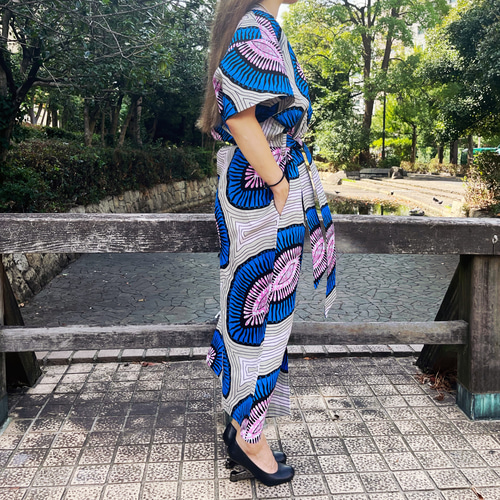 アフリカンバティック 開襟シャツワンピース ワンピース SU_vetement