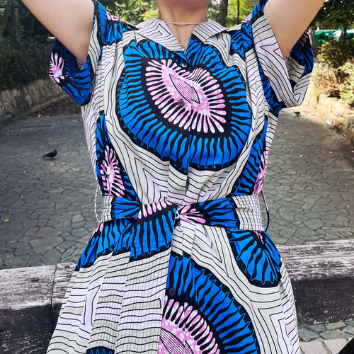 極美品✨PLEATS PLEASE チュニックワンピース アフリカンバティック3