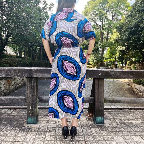 アフリカンバティック 開襟シャツワンピース ワンピース SU_vetement