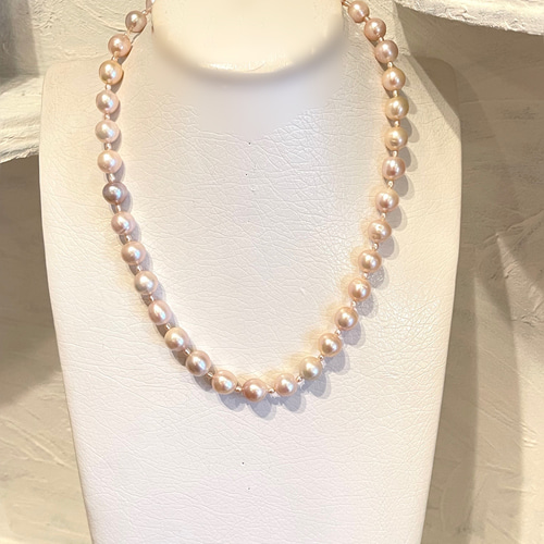 本真珠淡水エジソンパール　ラベンダー9-12㍉ネックレス連材BEN454 本真珠淡水エジソンパール ラベンダー9-12㍉ネックレス連材BEN454