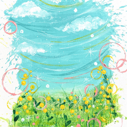 はじけてSpring｜原画｜インテリアアート｜キャンバス作品｜北欧