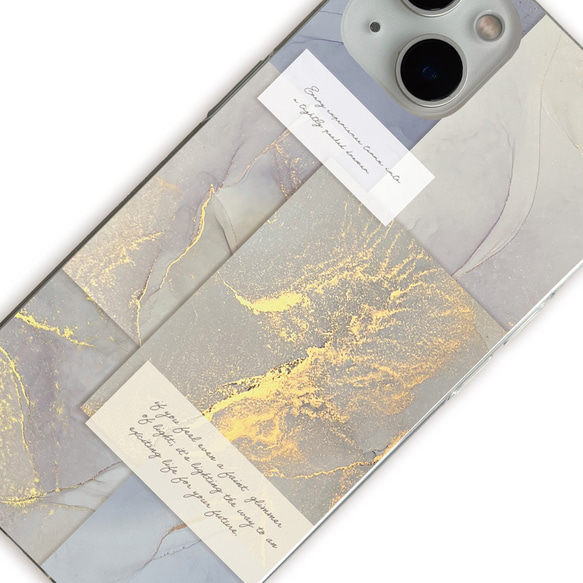 iPhone/Android スマホケース アルコールインクアート コラージュデザイン 2枚目の画像