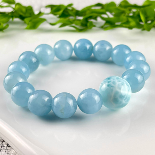 Kaya◆春色✧大粒アクアマリンブレスレット✧14kgf 大粒ラリマー&アクアマリンブレス ブレスレット Himal 〜harmony stone
