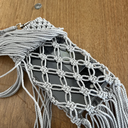 マクラメ編み　携帯ポーチ 3枚目の画像