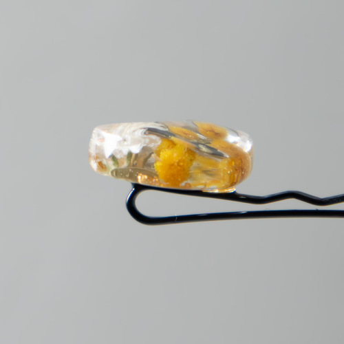 ミモザ かすみ草 ヘアピン ワンポイント【レジン 小さい 春の誕生花