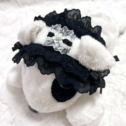 ペット用ヘッドドレス <黒>犬 猫 ロリータ 誕生日 フリル