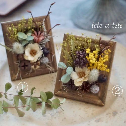 ドライフラワー☆お花いっぱいフレームアレンジメント☆癒し♪卓上