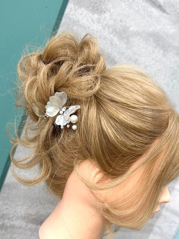 ディップアクセサリー　髪飾り　ヘアアクセサリー　蝶々　結婚式 2枚目の画像