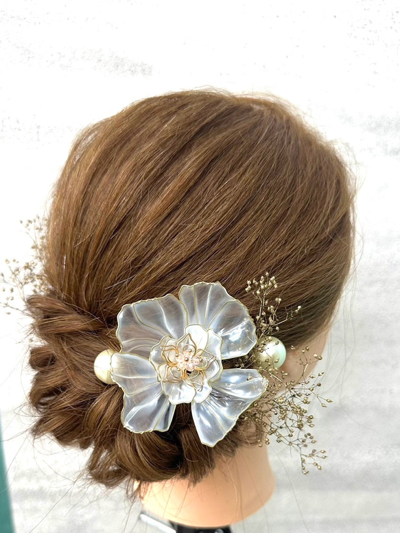 結婚式　ディップフラワー　アメリカンフラワー　髪飾り　ヘアアクセサリー　ドレス　ウェディング　和装 1枚目の画像