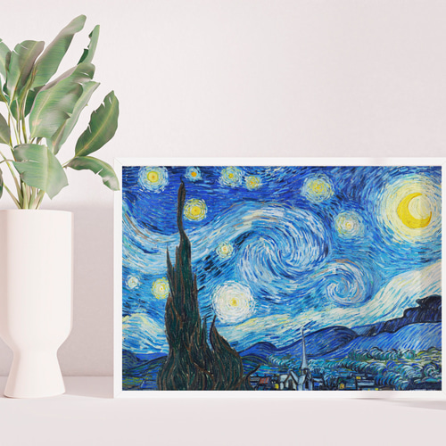 ゴッホ「星月夜」 アートポスター ブルー インテリアアート 有名絵画