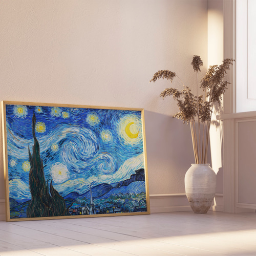 ゴッホ「星月夜」 アートポスター ブルー インテリアアート 有名絵画