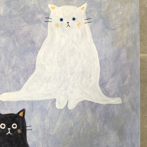 キャンバスアート 原画 「白い猫と黒い猫」 絵画 KIKO 通販 キャンバスアート 原画 「白い猫と黒い猫」 絵画 KIKO 通販