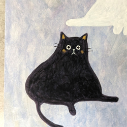 キャンバスアート　原画　「白い猫と黒い猫」 3枚目の画像