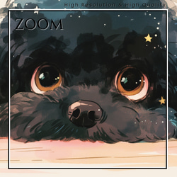 【The Starry Dog（星降る犬） - ブラックトイプードルの子犬 No.8】星・スター・かわいい・子犬・アート 3枚目の画像