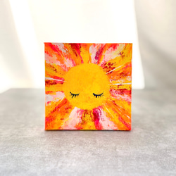 【原画】抽象画　家族を照らす太陽 　10cm角　キャンバス　送料無料 1枚目の画像