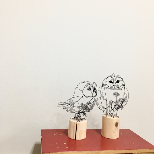 ワイヤーアート ワイヤークラフト フクロウ キンメフクロウ モリ