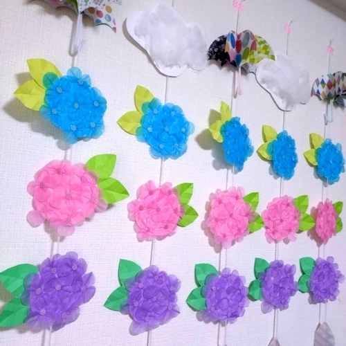 梅雨・吊るし飾り・紫陽花・6月・壁面飾り☆保育・介護施設☆ 雑貨