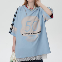 スポーツTシャツサッカーウェア・男女兼用・ゆったり半袖トップス W366 8枚目の画像