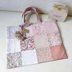 もかちゃん☆リバティ　パッチワーク　レッスンバッグとシューズ袋☆ 5】パッチワークレッスンバッグ☆通園セット レッスンバッグ
