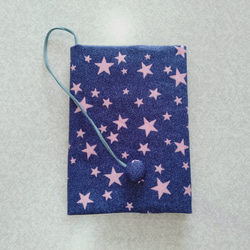 布のブックカバー(星ピンク） 2枚目の画像