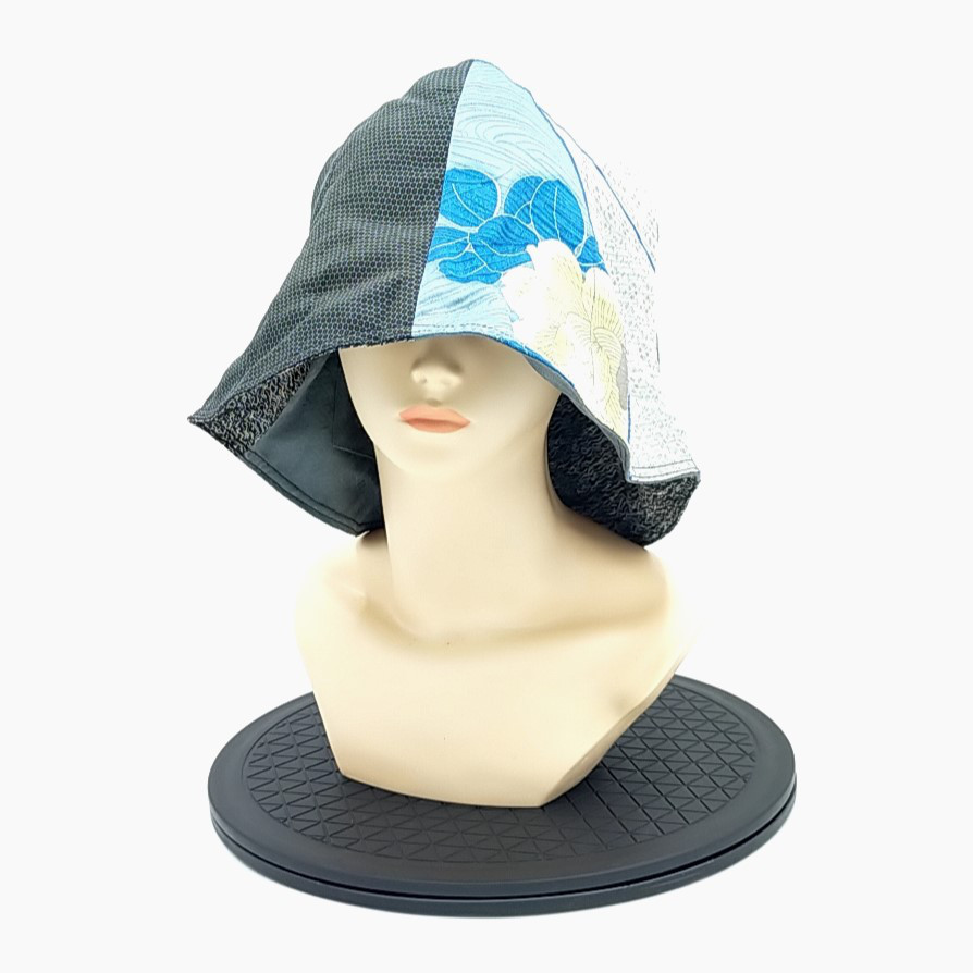 【送料無料】サウナハット　着物リメイク　リバーシブル　シルク100％　サウナ  アウトドア 　洗える　抗菌　色止め