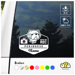 柴犬A【NOW ON REC】名入れステッカー／エンブレムデザイン 全8色 カッティングステッカー 2枚目の画像
