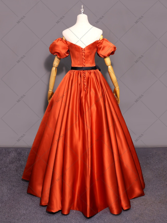 カラードレス オフショルダー ウェディングドレス 二次会 結婚式ドレス R118 3枚目の画像