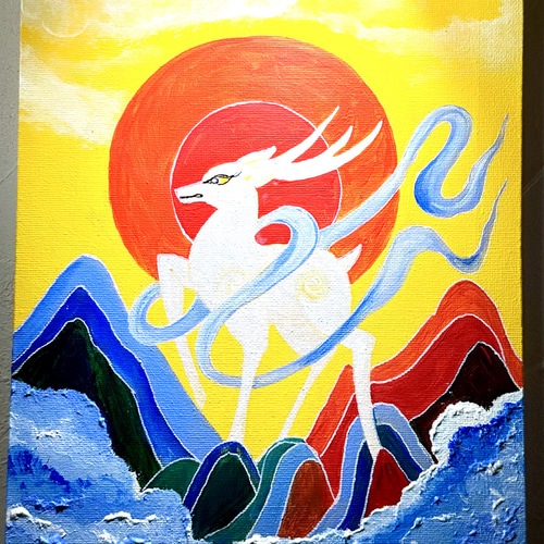 原画no.42 九天白鹿神 絵画 ケンちゃんの天然石工房 通販
