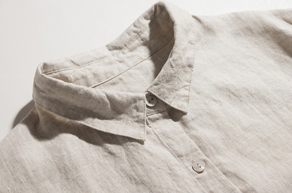 天然素材リネン長袖シャツ 10枚目の画像