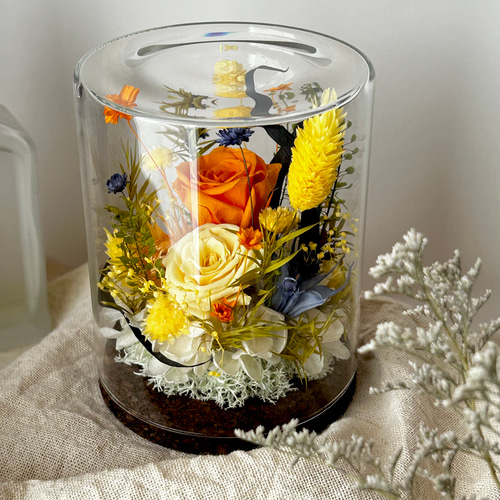 □ガラスに閉じ込めた花の庭・ビタミン□ ガラスドーム プリザーブド