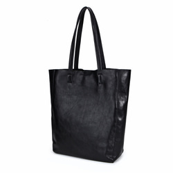 トートバッグ 縦長 A4 本革 レザー ヌメ革 肩掛け シンプル カジュアル ビジネス メンズ レディース ブラック 黒 15枚目の画像