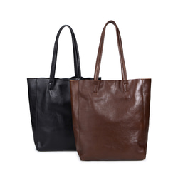 トートバッグ 縦長 A4 本革 レザー ヌメ革 肩掛け シンプル カジュアル ビジネス メンズ レディース ブラック 黒 11枚目の画像