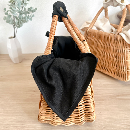 倉敷帆布インナーバッグ付き天然ラタンの台形かごバッグ【選べる3  