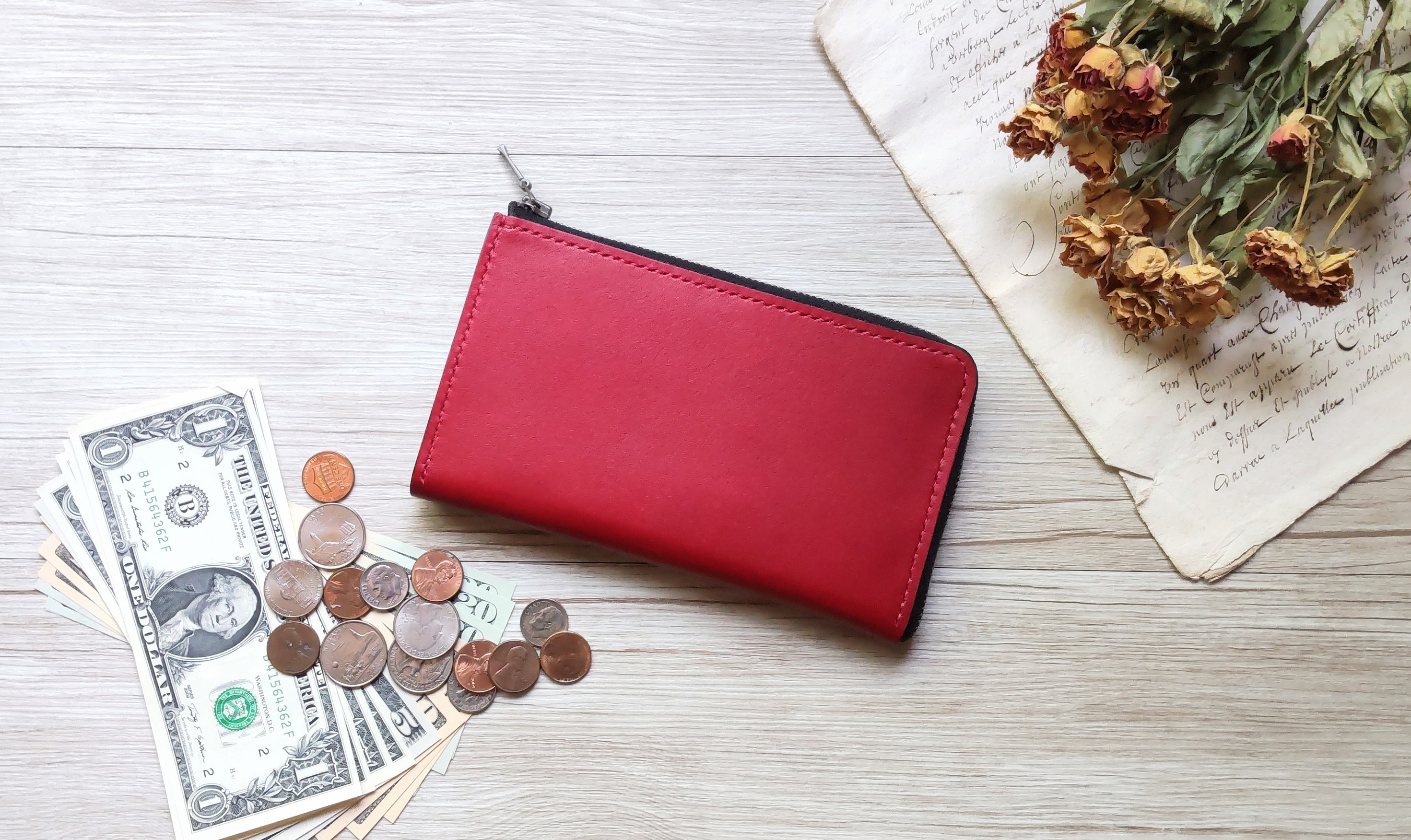 コンパクト長財布◆L字ファスナー◆縦型カード収納◆本革◆名入れ刻印◆ラッピング無料◆送料無料