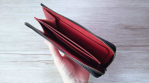 コンパクト長財布◆L字ファスナー◆縦型カード収納◆本革◆名入れ刻印・ラッピング無料◆送料無料 