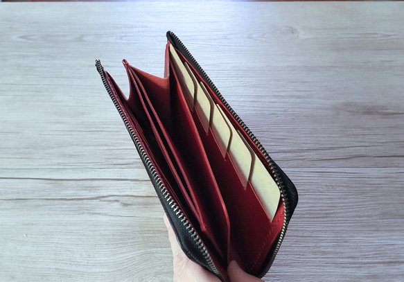 コンパクト長財布◆L字ファスナー◆縦型カード収納◆本革◆名入れ刻印・ラッピング無料◆送料無料 