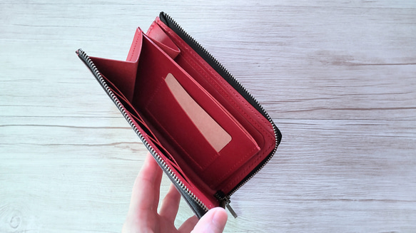 コンパクト長財布◆L字ファスナー◆縦型カード収納◆本革◆名入れ刻印・ラッピング無料◆送料無料 