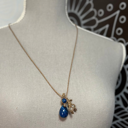 『清蒼』クリソコラとハックマナイトのマクラメペンダントネックレス 天然石マクラメペンダント クリソコラ•マラカイト PN229