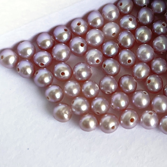 超極小 淡水パール 3mm 4mm セミラウンド パープル系 2粒 ペア ナチュラル 真珠 小粒 ポテト ルース 1枚目の画像