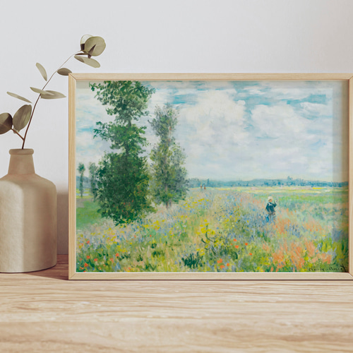 モネ アートポスター 風景画 グリーン 花畑 アンティーク おしゃれ