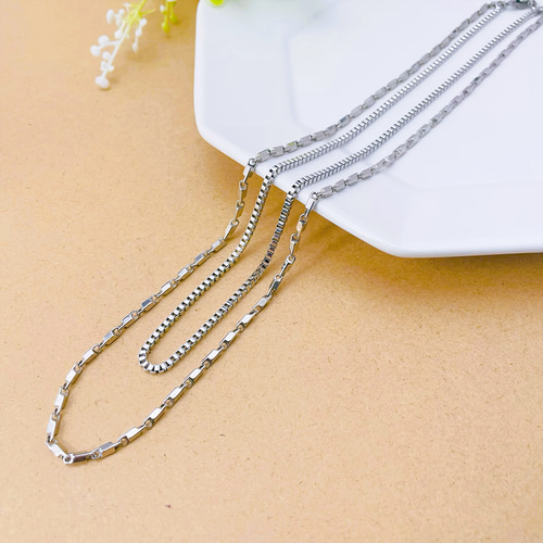 メンズライク】2連 ネックレス チェーン 重ね付け シルバー 肌に優しい