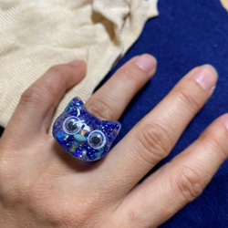 レジンで作った猫の顔のリング　指輪　ハンドメイド 2枚目の画像