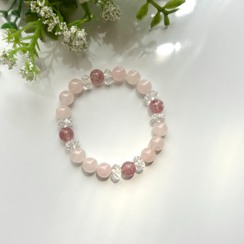 恋愛成就♡ローズクォーツとピンクエピドートのブレスレット 天然石