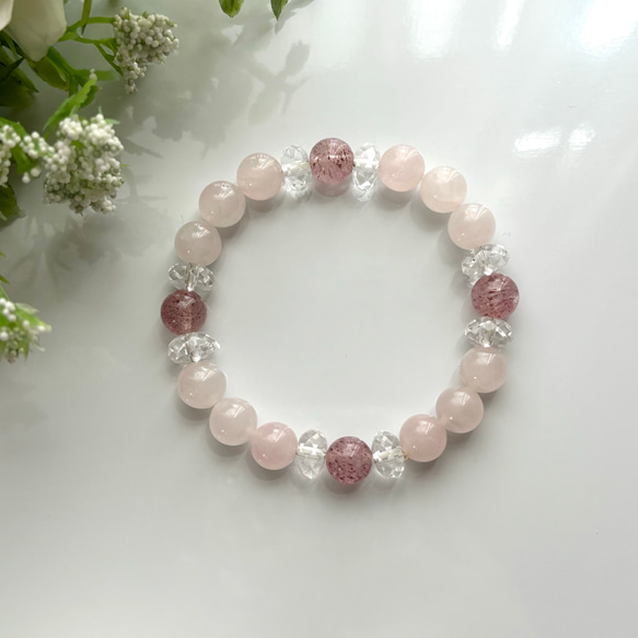 天然石 ピンクビーズ ブレスレット